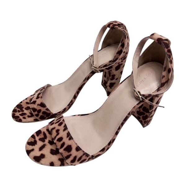 The Drop Sandals Size 8.5 Womens Animal Print Open Toe High Heel Ankle Strap - Picture 1 of 7